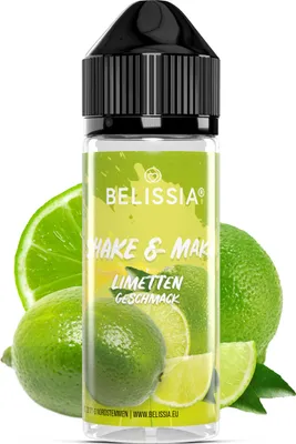 Produktbild von Belissia Shake and Make Limette - 10ml hochdosiertes Lebensmittelaroma + 120ml Schüttelflasche - Für Backen, Speisen, Getränke, Shake, DIY & Raumduft