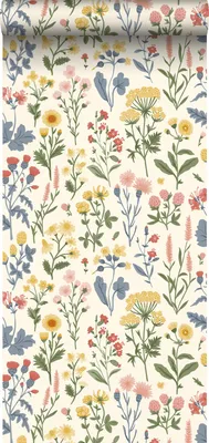 Productafbeelding van Sanders & Sanders behang veldbloemen gebroken wit en meerkleurig 50 x 900 cm