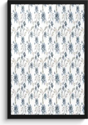 Produktbild von MuchoWow® MuchoWow® Gerahmtes Poster Blumen - Muster - Blau 40x60 cm - Poster mit zchwarzem Bilderrahmen - Papierdruck - Wandbilder