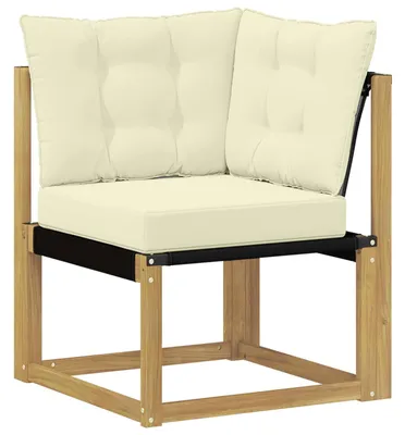 Image de Canapé d'angle d'extérieur vidaXL en bois massif d'acacia et tissu Textilene blanc