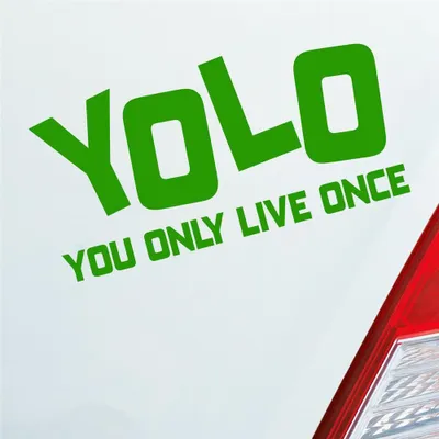 Produktbild von Auto Aufkleber YOLO You only live once Leben Genießen Abenteuer 12x6 cm Hellgrün Sticker Heckscheibenaufkleber