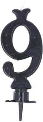 Geburtstagskerze Nummer 9, schwarz, 11 cm