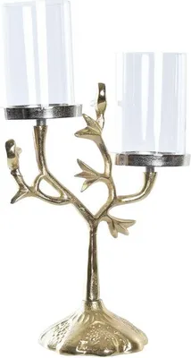 Produktbild von Kerzenleuchter DKD Home Decor Kristall Gold Aluminium Vögel (29 x 15 x 48 cm)