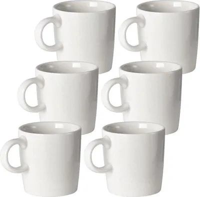 Image de Ensemble de tasses à expresso Famanu, 120 ml - 6 tasses en céramique blanche