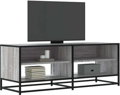 Produktbild von Möbel TV-Schrank Grau Sonoma 120,5x40x46 cm Holzwerkstoff und Metall - TV-Schränke &19432