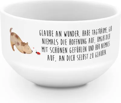 Produktbild von Mr. & Mrs. Panda Schüssel Hund Marienkäfer - Weiß - Geschenk, Obstschale, Müslischale, reisschale, Positiv, Hunde, schale, Sprüche, Mischlinghund, Zuversichtlich