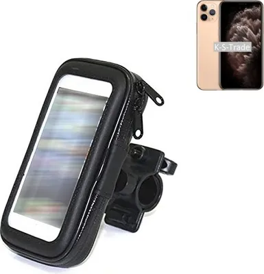 Produktbild von K-S-Trade Fahrrad-Halterung kompatibel mit Apple iPhone 11 Pro Handy-Halterung Halter Lenkstange Fahrradhalterung Motorrad Bike Mount Wasserabweisend