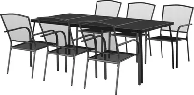 Image de vidaXL Ensemble de jardin 7 pièces Anthracite Acier Empilable