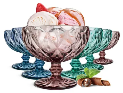 Image de Ensemble de 6 verres à glace colorés - 300 ml, idéal pour les cocktails et les desserts