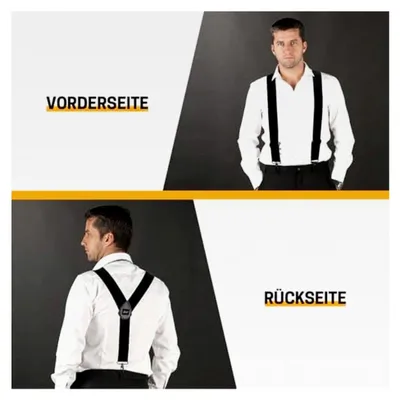 Produktbild von Herren Hosenträger mit 3 stabilen Karabinerhaken - Stufenlos verstellbar, 5 cm breit, elastisch, Y-Form, Universalgröße