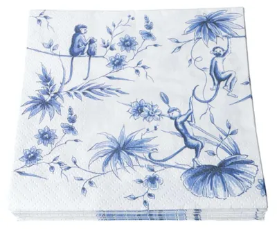 Heinen Delfts Blauw – Servietten Aapjes – Bild 1