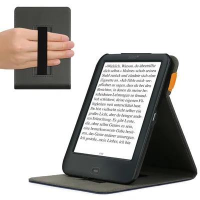 Produktbild von kwmobile Schutzhülle kompatibel mit Tolino Shine 2 HD - Hülle e-Reader mit Schlaufe Ständer - - Dunkelblau