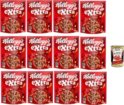 Produktbild von Cereali Extra "Frutti Rossi" | Probieren Sie Schokolade und Rote Früchte| breakfast Cereals, Müsli mit knusprigem Hafer | 12x 375g + Italian Gourmet polpa 400g