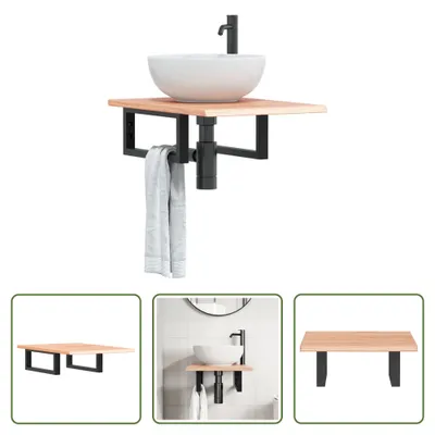 Obrázok produktu pre The Living Store Umývadlová doska s konzolou z ocele a masívneho dubového dreva