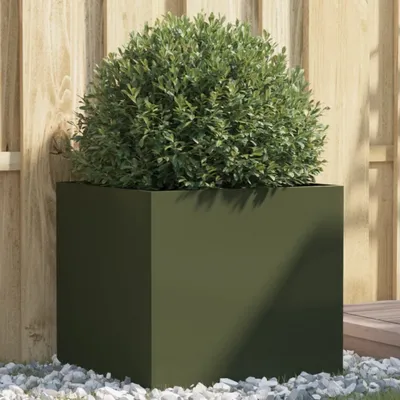 Produktbild von Design Pflanzkübel Olivgrün 49x47x46 cm Kaltgewalzter Stahl, Gabionen 2024 Neu