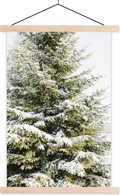 Produktbild von MuchoWow® Textilposter Winter - Schnee - Baum 60x90 cm mit holzfarbenen Rahmen - Textil