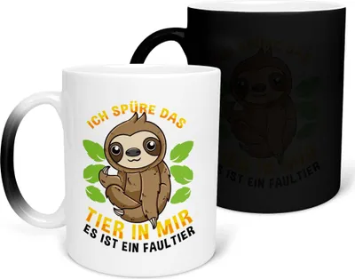 Produktbild von 22Feels Zaubertasse Faultier Süßes Tier Spruchtasse Wichteln Geschenk Arbeitskollege Büro Humor Secret Santa Witzig Kaffeetasse Farbwechsel Männer Frauen Haferl Geburtstag Weihnachten Geschenkidee Bürotasse