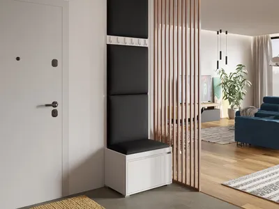 Immagine prodotto di Parete ingresso con pannelli imbottiti CLENZE 4 - ecopelle bianco/nero