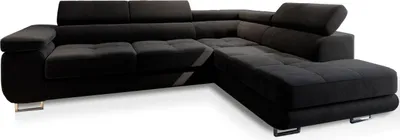 Produktbild von Masseno Ecksofa SELVA R-S mit Schlaffunktion L-Form, Sofa mit Bettkasten, Wohnzimmersofa, Couch, Soffa, Bettsofa, Couchgarnitur- Schwarz, MONOLITH 95