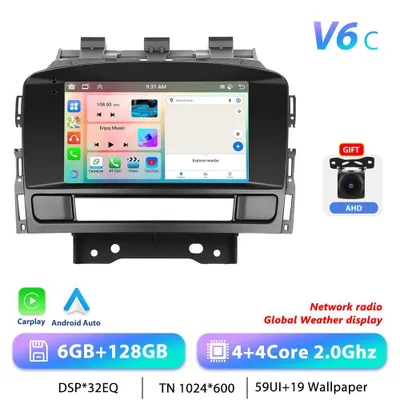 Obrázek produktu pro Autorádio s Androidem pro Opel – 2-DIN – dotykový displej 17,8 cm – Android 13 – 6 GB RAM + 128 GB ROM – 2,0 GHz MTK – RDS, ovládání na volantu – 2 USB