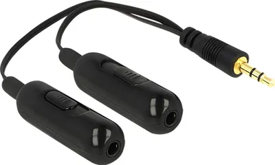 Produktbild von DELOCK Klinkekabel 3,5mm -> 2x 3,5mm St/Bu 0.20m sw +Lautstä