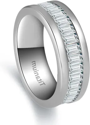 Productafbeelding van Titanium Trouwring 7mm met Zirkonia - Verlovingsring Dames en Heren