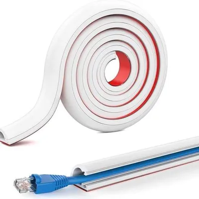 Produktbild von Halbmondförmige Kabeldose - selbstklebend - 1 m - weiß