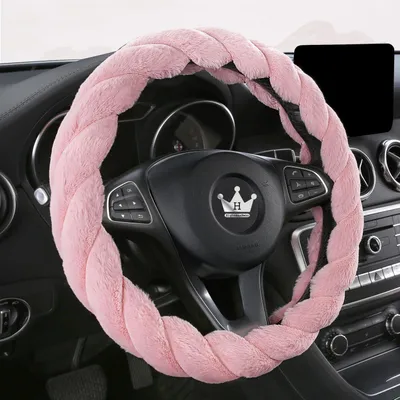 Obrázek produktu pro Potah na volant, plyš, růžová barva, průměr 39-41 cm