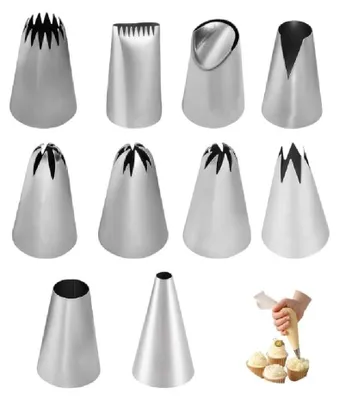 10 Spritztüllen Edelstahl für Torten & Cupcakes