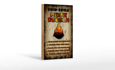 Produktbild von Holzschild Spruch 12x18cm Mein Grill meine Regeln Fleisch