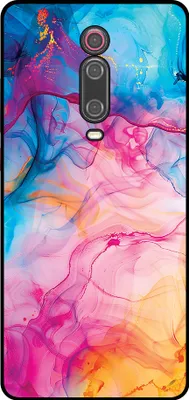 Productafbeelding van Smartphonica TelefoonhoesjeGeschikt voor Xiaomi Mi 9T met regenboogacrylmotief - TPU achterkantHoesje met regenboogacrylmarmermotief