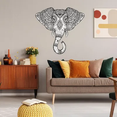 Immagine prodotto di Decords, Adesivo da parete – Elefante in stile tribale, 41 x 38 cm