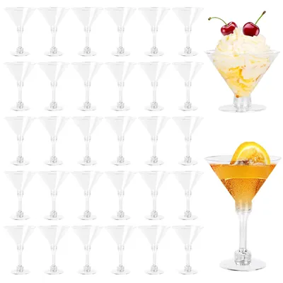 30 Cocktailgläser 150 ml, wiederverwendbar, mit Griff, Dessertbecher