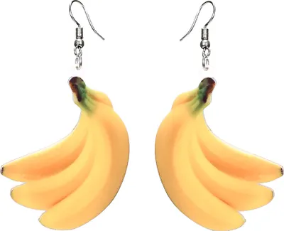 Produktbild von Süße Frauen Pfirsich Traube Banane Obst baumeln Haken Ohrringe Sommer Schmuck Geschenk-Banane