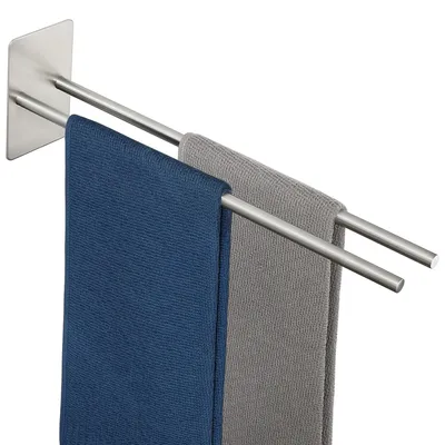 Produktbild von Handtuchhalter Ohne Bohren Handtuchhalter Gebürstet Handtuchstange Selbstklebend Zweiarmig Wandmontage 40CM für Badezimmer und Küche