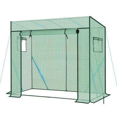 Produktbild von Sekey 200 x 77 x 170 cm Foliengewächshaus Schrägdach, Tomaten Gewächshaus mit verstärkter Struktur, Grün