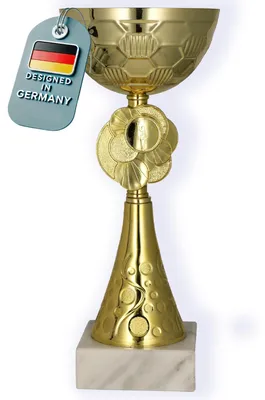 Imagen del producto de Trofeo Larius: Copa metálica personalizable con base de piedra, ideal para torneos y premios