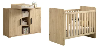 Produktbild von Babyzimmer Set Keelia Eiche mit Bett Wickelkommode