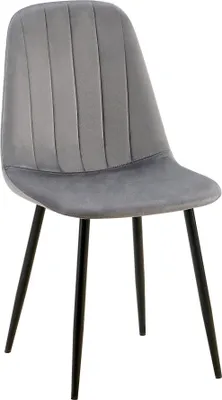 Immagine prodotto di Sedia da pranzo con rivestimento in velluto - Sedia da cucina - Elevato comfort, struttura in metallo nero | Colore: grigio scuro
