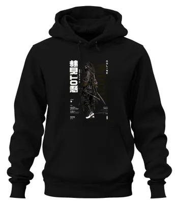 Obrázok produktu pre Cyberpunk, samurajská bojovníčka, katana, Japonsko, streetwear, mikina s kapucňou, čierna, veľkosť XXL