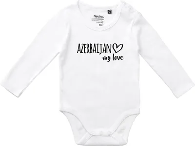 Produktbild von Huuraa Baby Body Azerbaijan my love 62 White  Baumwolle Fairtrade Langarmbody Geschenkidee