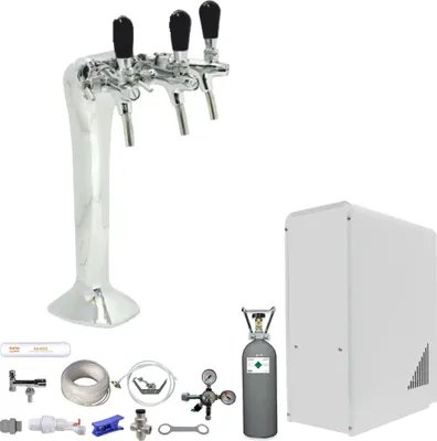 Produktbild von Sprudelwasser Tafelwasseranlage BieTal® BT-10U Schanksäule Cobra Chrom & 6kg CO2