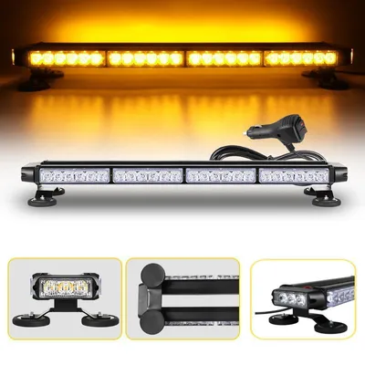 Produktbild von 67 cm LED Rundumwarnleuchte mit Magnetfuß – 7 Blinkmodi, 12/24V, gelbe Fahrzeugwarnbeleuchtung für Notfall- & Pannenabsicherung