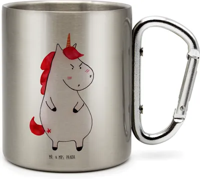 Produktbild von Mr. & Mrs. Panda Teetasse Einhorn Wut - Transparent - Geschenk, Edelstahlbecher, Thermobecher, Becher Aus Edelstahl, Edelstahltasse, Nein, Isolierbecher, Lustig, Arbeit