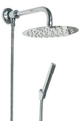 Produktbild von Duschset mit Druckumsteller und Brausearm 25 cm Messing verchromt