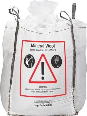 Produktbild von 10x Big Bag Mineralwolle Sack 1m³ Maße 90x90x120cm | Sack für Mineralwolle, Glaswolle Abfälle, Steinwolle und KMF | Big Bag verschließ KMF sack alle Abbrucharbeiten mit Standardschlaufen