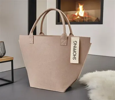 Produktbild von Tasche "Shopping" aus Filz in beige, große Einkaufstasche, Filztasche, Shopper, Tragetasche