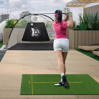 Produktbild von Golf Schlagmatte 2 Gummi Tees & 2 Ausrichtungsstäbe & 6 Abschlagpositionen 152 x 92 cm Dicke 32 mm