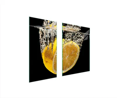 Image de Plaques de recouvrement pour cuisinière 2 pièces 75x52 Couverture pour champ vitrocéramique Verre Planche à découper Citron Noir