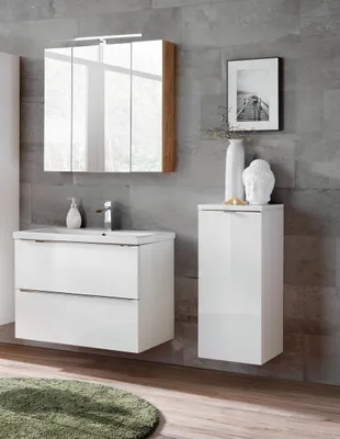 Produktbild von Badmöbel Set 4-tlg Badezimmerset PERUGIA Weiss inkl.Waschbecken 60cm